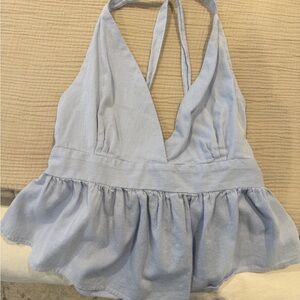 Free People Light Blue Halter Top